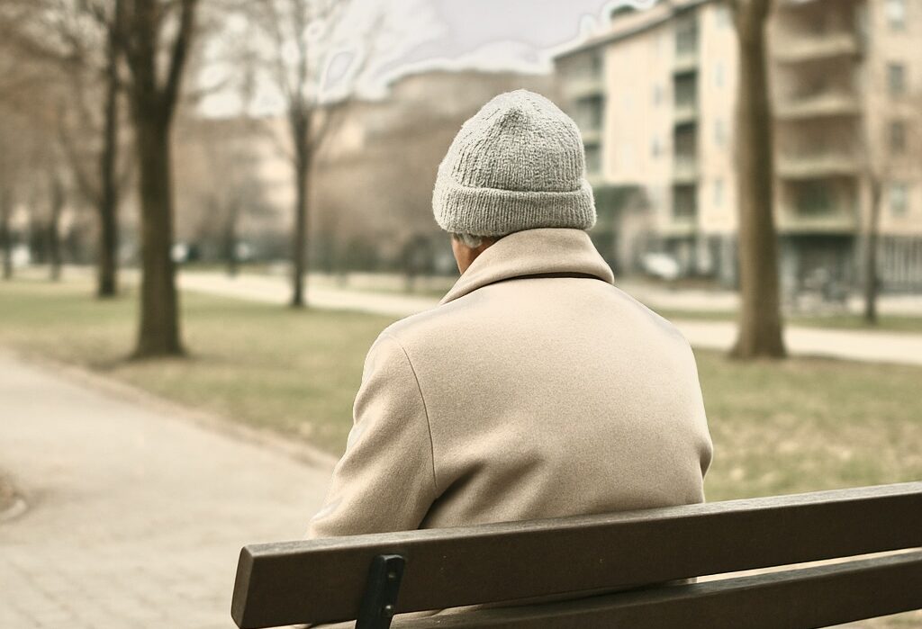 Solitudine degli anziani in Italia: anziano seduto da solo in una stanza vuota
